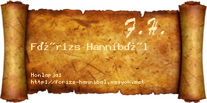 Fórizs Hannibál névjegykártya
